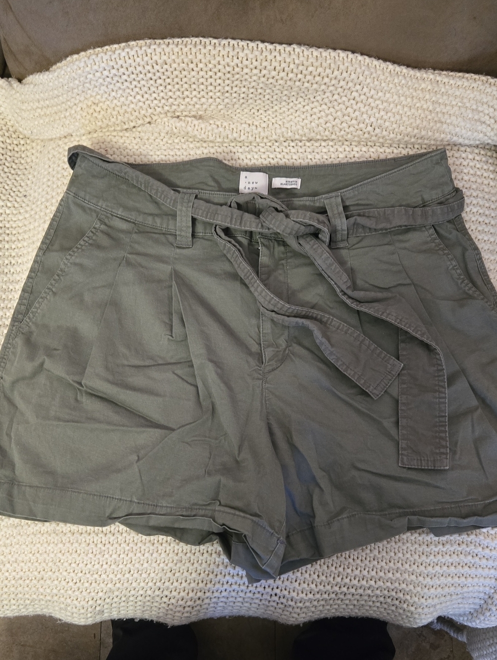 a new day Olive Green Tie-Waist Bermuda Shorts
